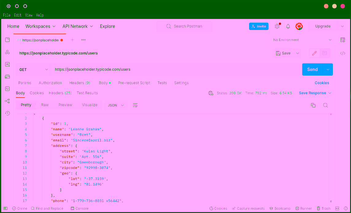 Percobaan API di postman