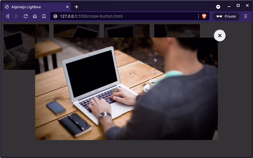 lightbox close button