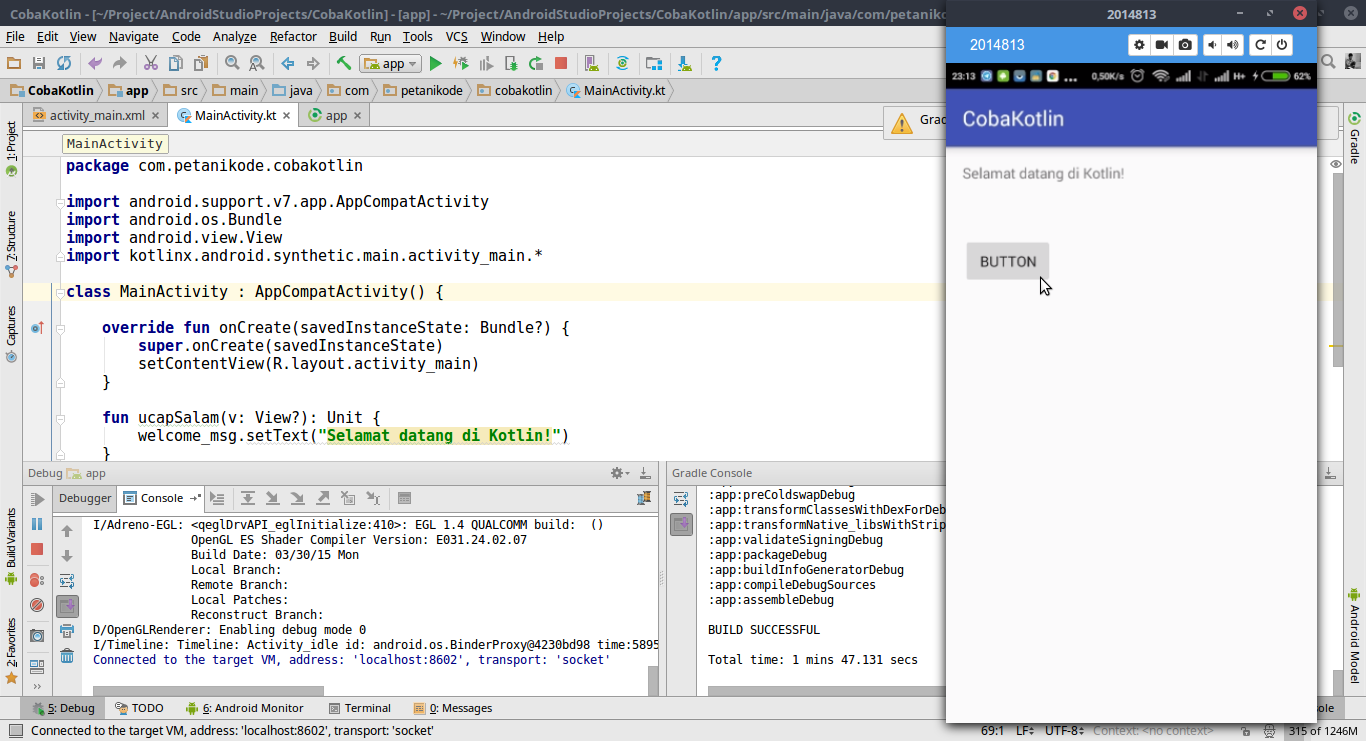 Aplikasi Android dengan Kotlin Extensions