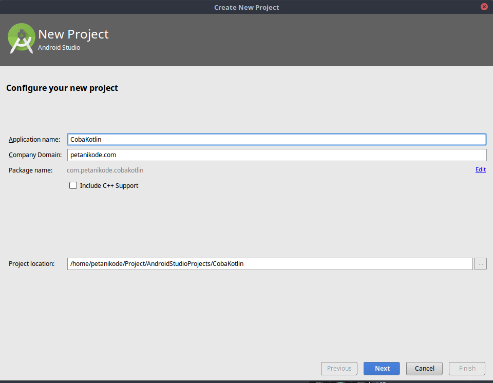 Membuat proyek baru di android studio
