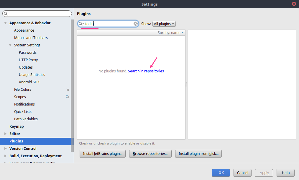 Setting Plugin android stdio
