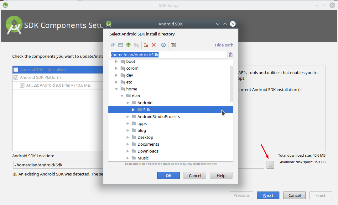 Android SDK yang digunakan Android Studio