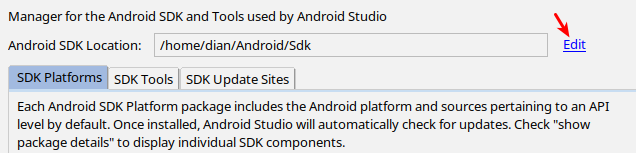Android SDK yang digunakan Android Studio