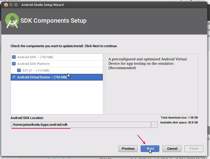 Menentukan lokasi SDK