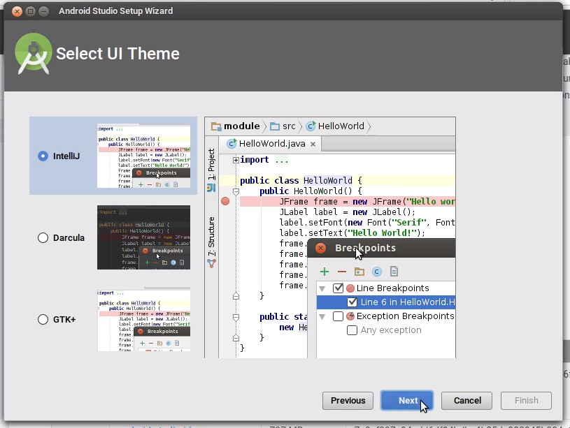 Memilih Tema android studio