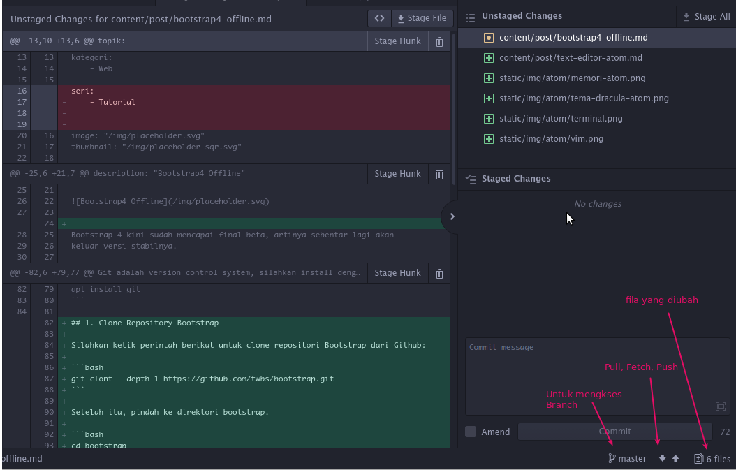 Dukungan Git di Atom