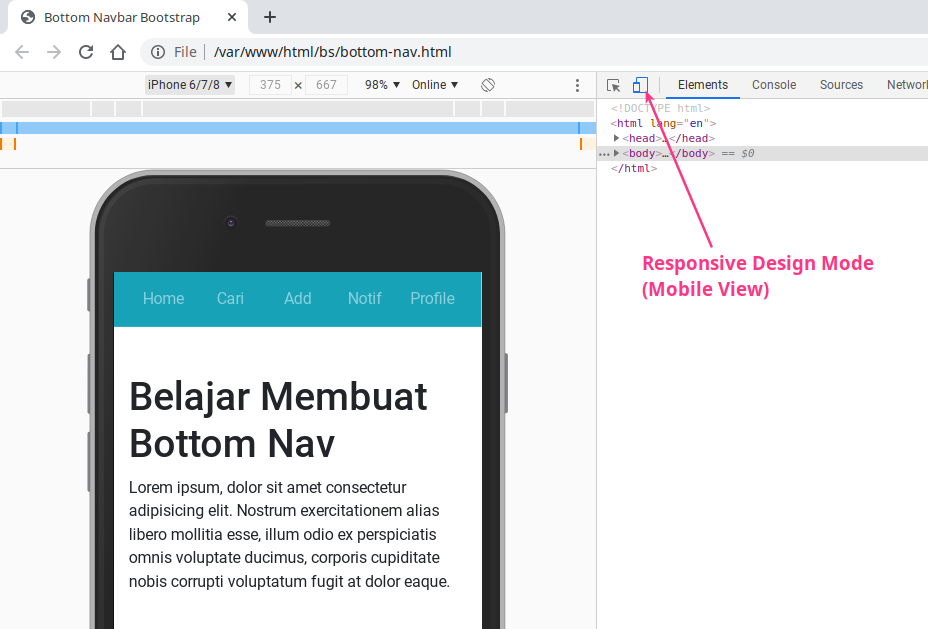 navbar responsive mode