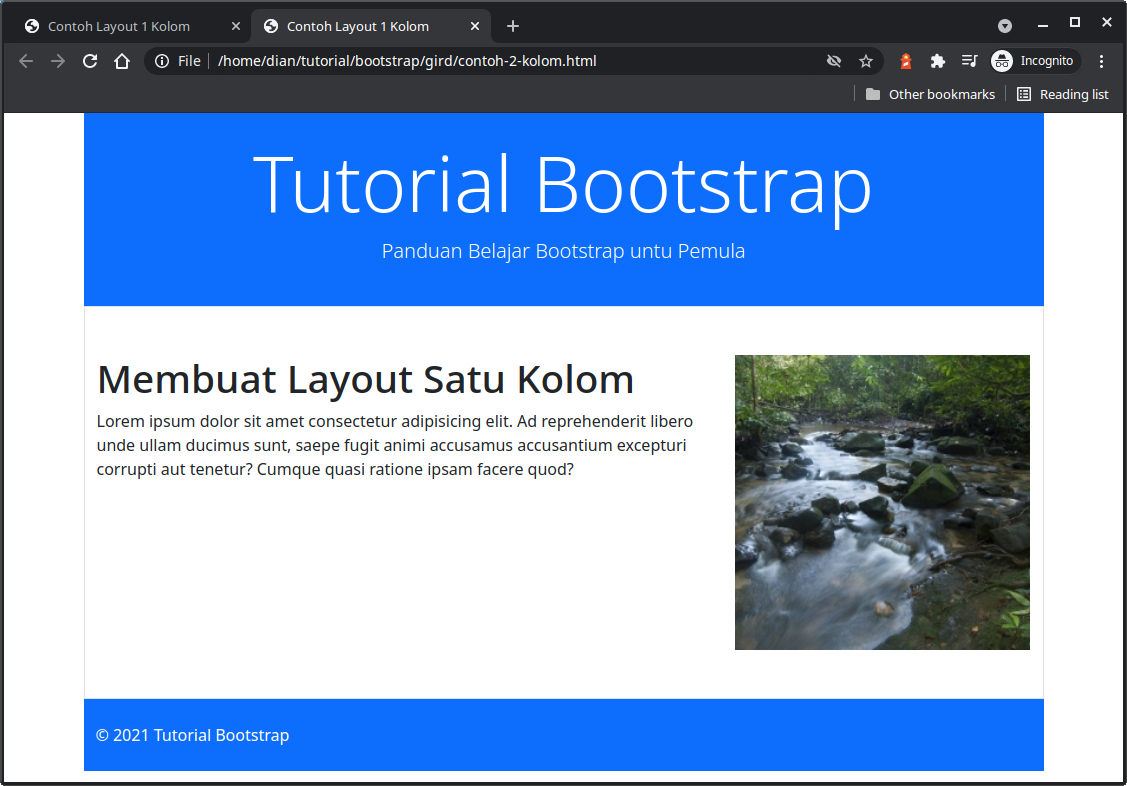 contoh layout 2 kolom