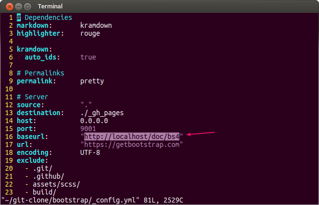 Mengubah baseurl bootstrap