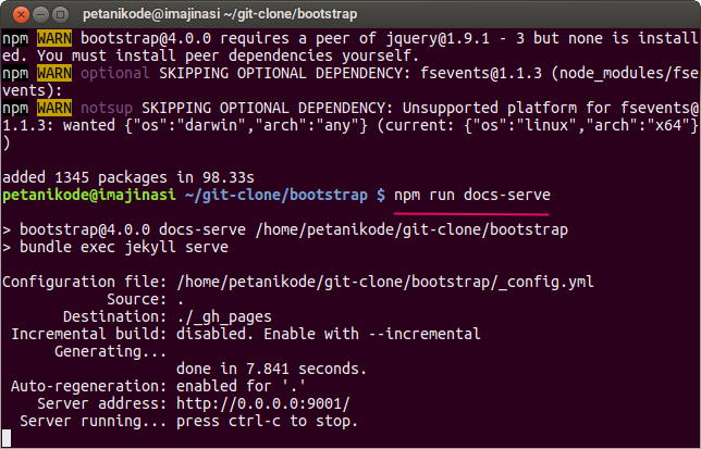 Menjalankan Server Jekyll
