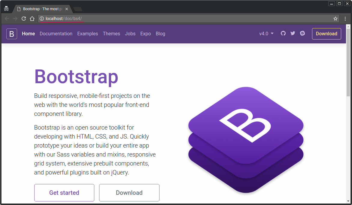 Dokumentasi bootstrap 4 di localhost