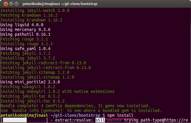 Instalasi dependency dengan NPM