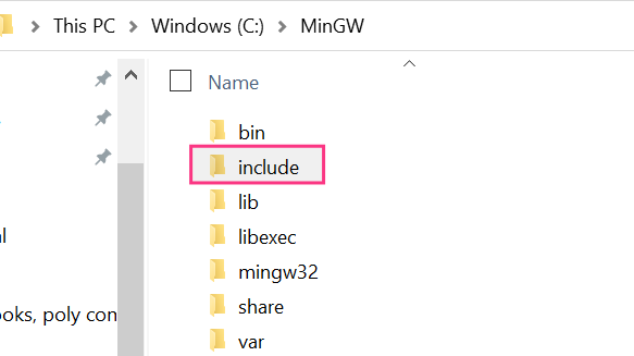 folder include mingw