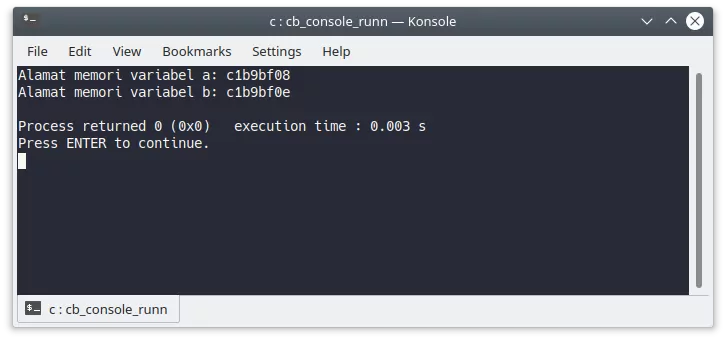 Output program alamat memori