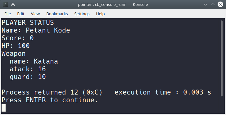 Contoh pointer Struct