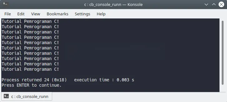 Perulangan manual dengan printf