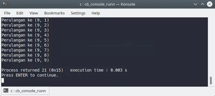 Perulangan bersarang pada C