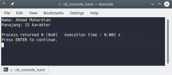 Contoh program dengan fungsi strlen