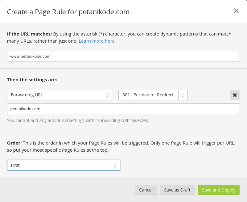 Membuat aturan pengalihan