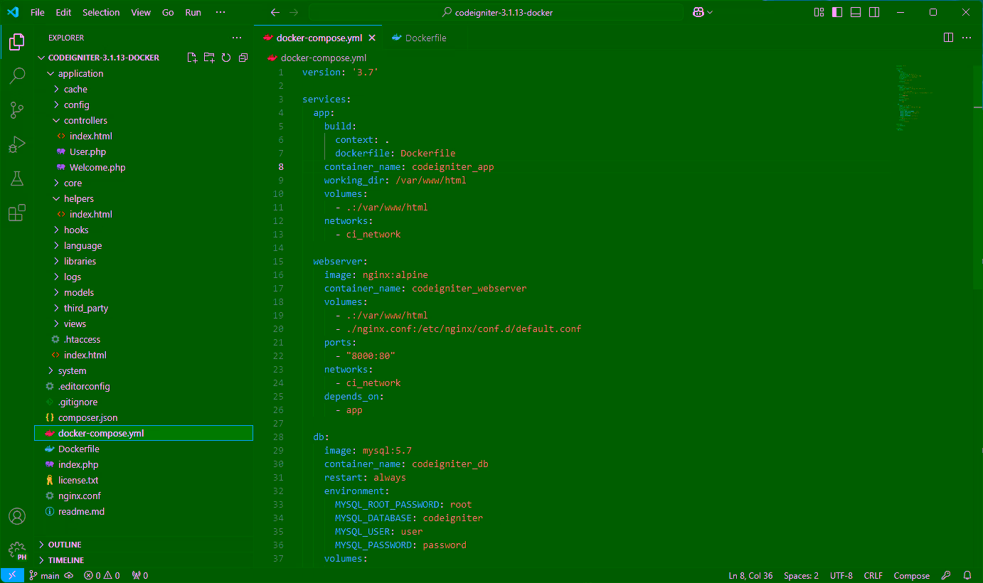Folder project codeigniter untuk docker