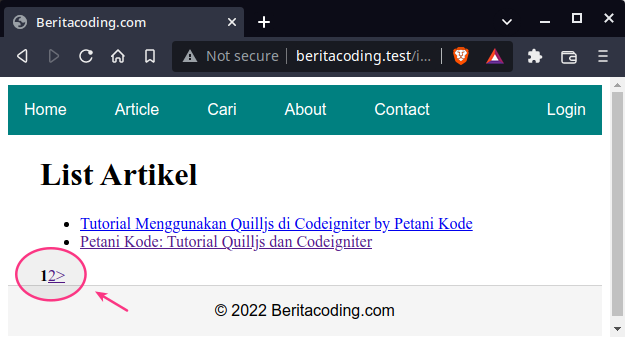 pagination di list artikel publik