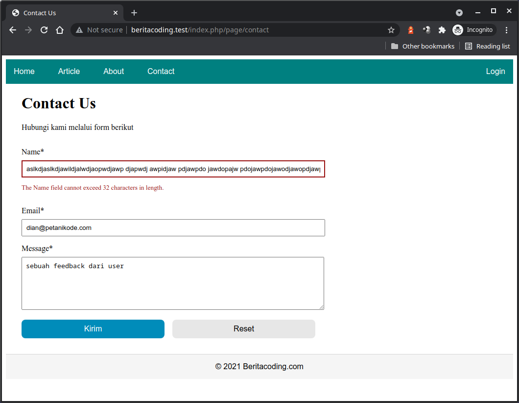 form contact name invalid