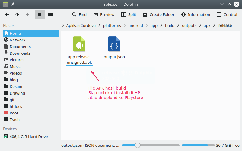 File APK yang dihasilkan