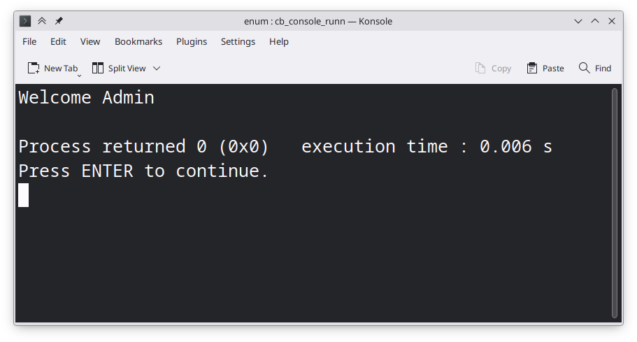 Contoh enum dengan nilai admin