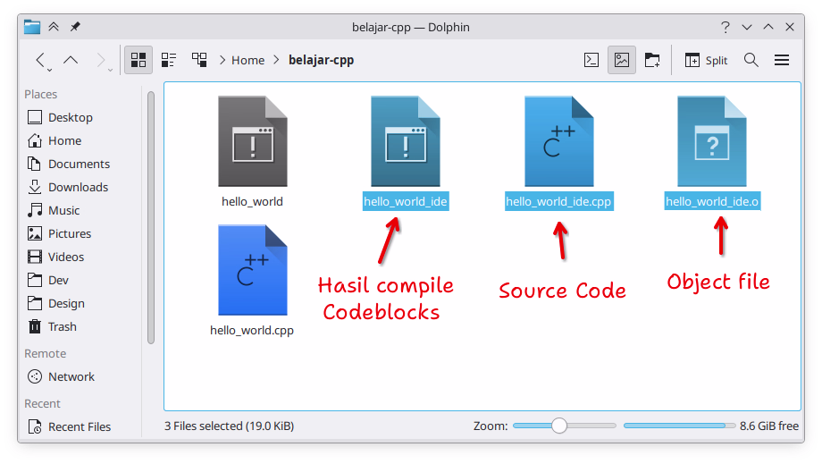 Hasil compile program C++ dengan Codeblocks