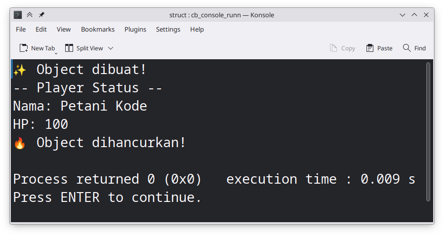Latihan constructor dan destructor untuk struct