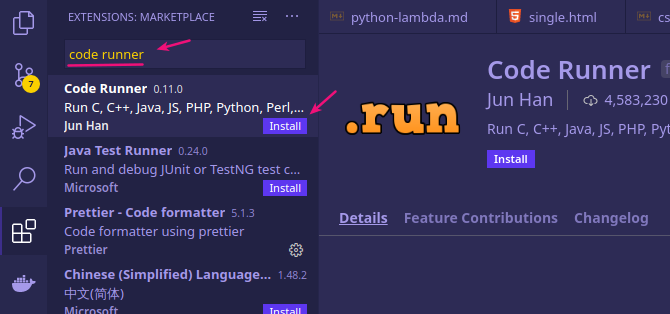 Install Ekstensi Code runner