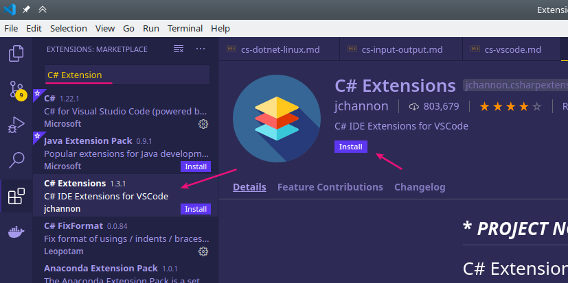 Install Extension di VS Code