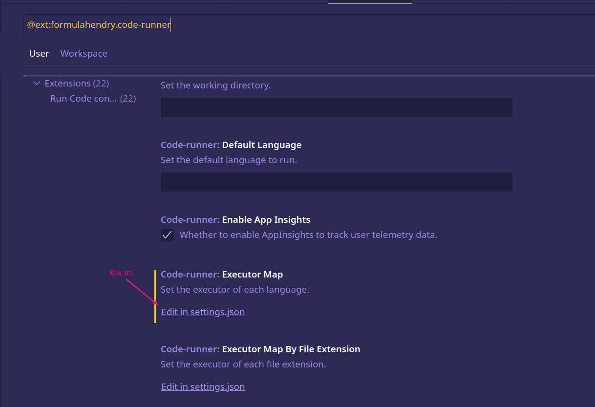 Executor map settings