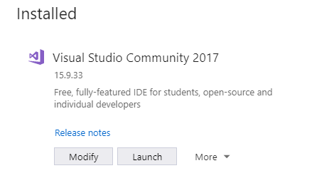 install visual studio selesai