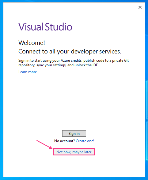 visual studio welcome