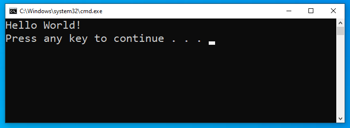 program hello world without debugging