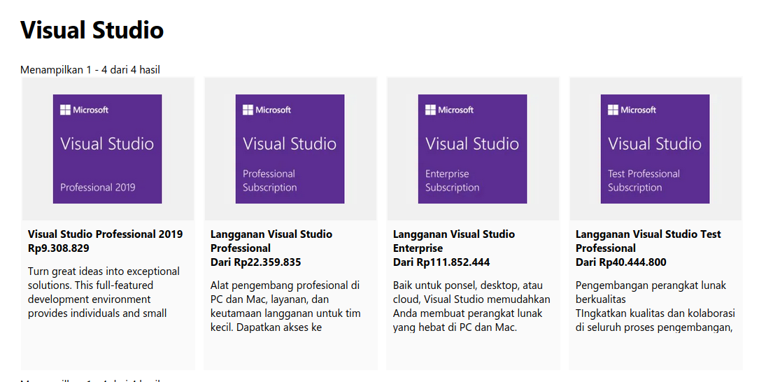 visual studio pricing