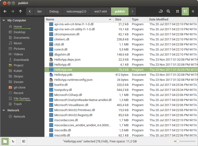 Hasil publikasi Aplikasi dengan Runtimenya