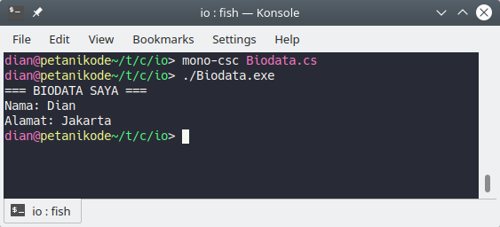 Program Biodata dengan C#