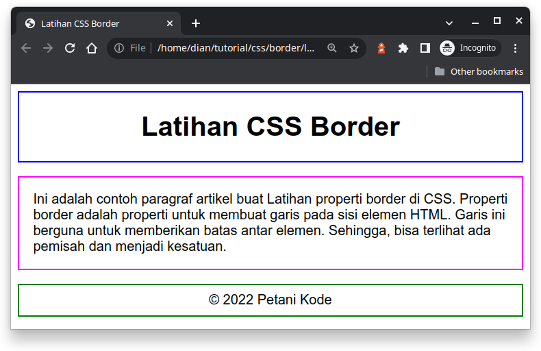 latihan css border