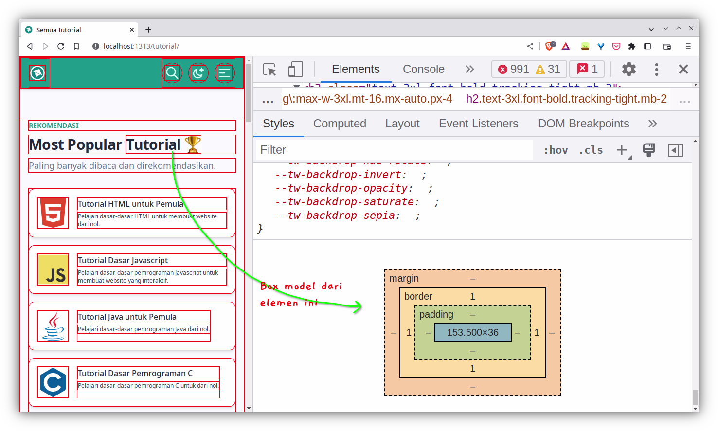 Box model dari sebuah elemen