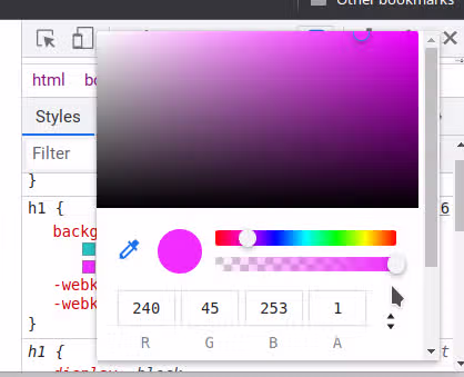 color picker di inspect element