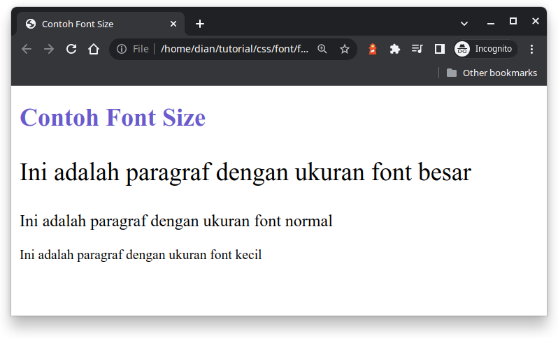 contoh font size