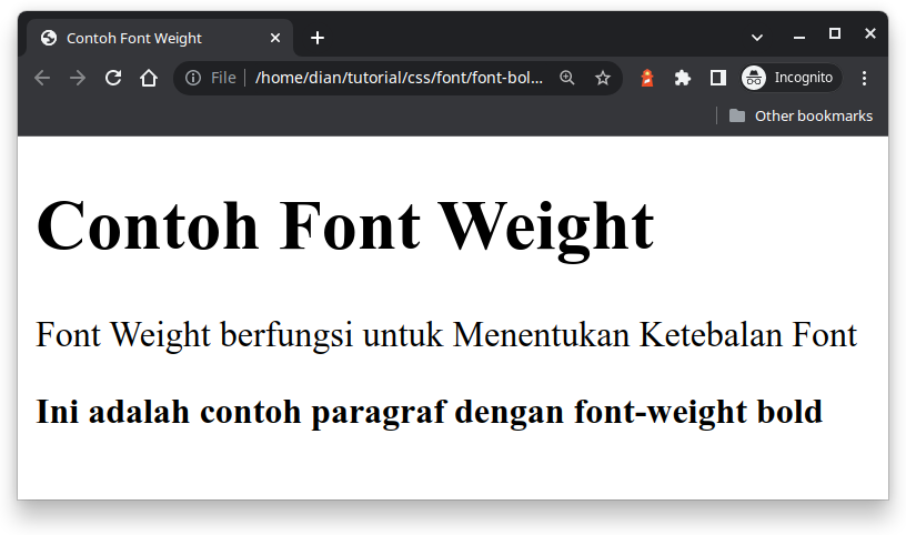 contoh font weight