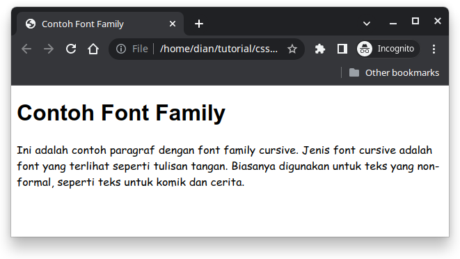 contoh latihan font family