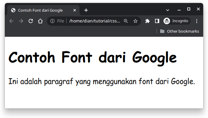 contoh sebelum import dari google