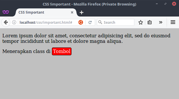 Tombol Setelah menggunakan important