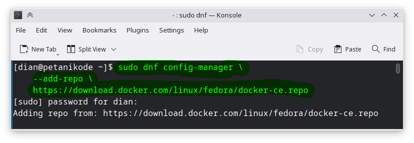 Add repo docker ke fedora