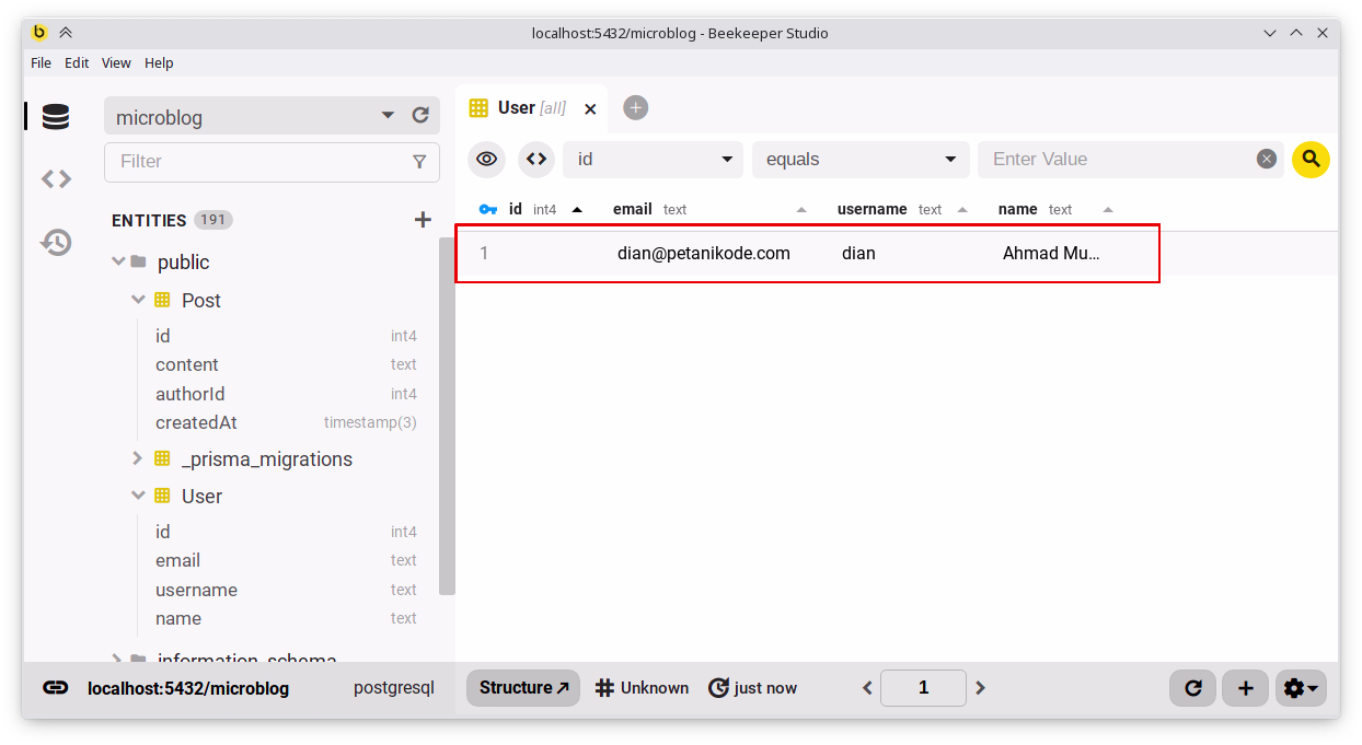 Data user di beekeper