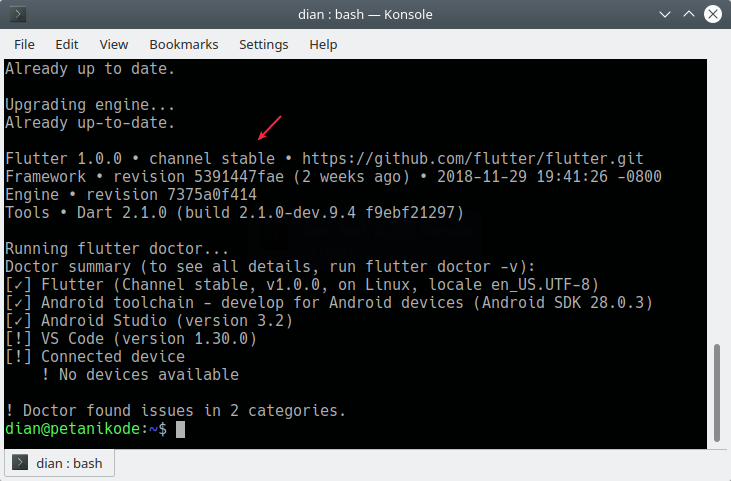 Upgrade versi Flutter